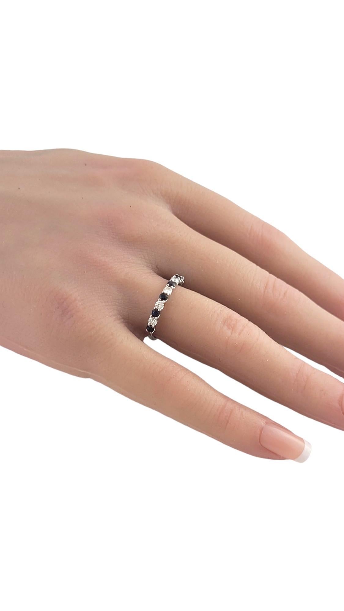 Women's EFFY 14K White Gold Diamond & Natural Blue Sapphire Band Size 7.25-7.5 #18075