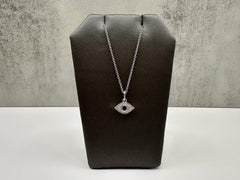 Effy 14K White Gold Diamond Sapphire Evil Eye Necklace NWT