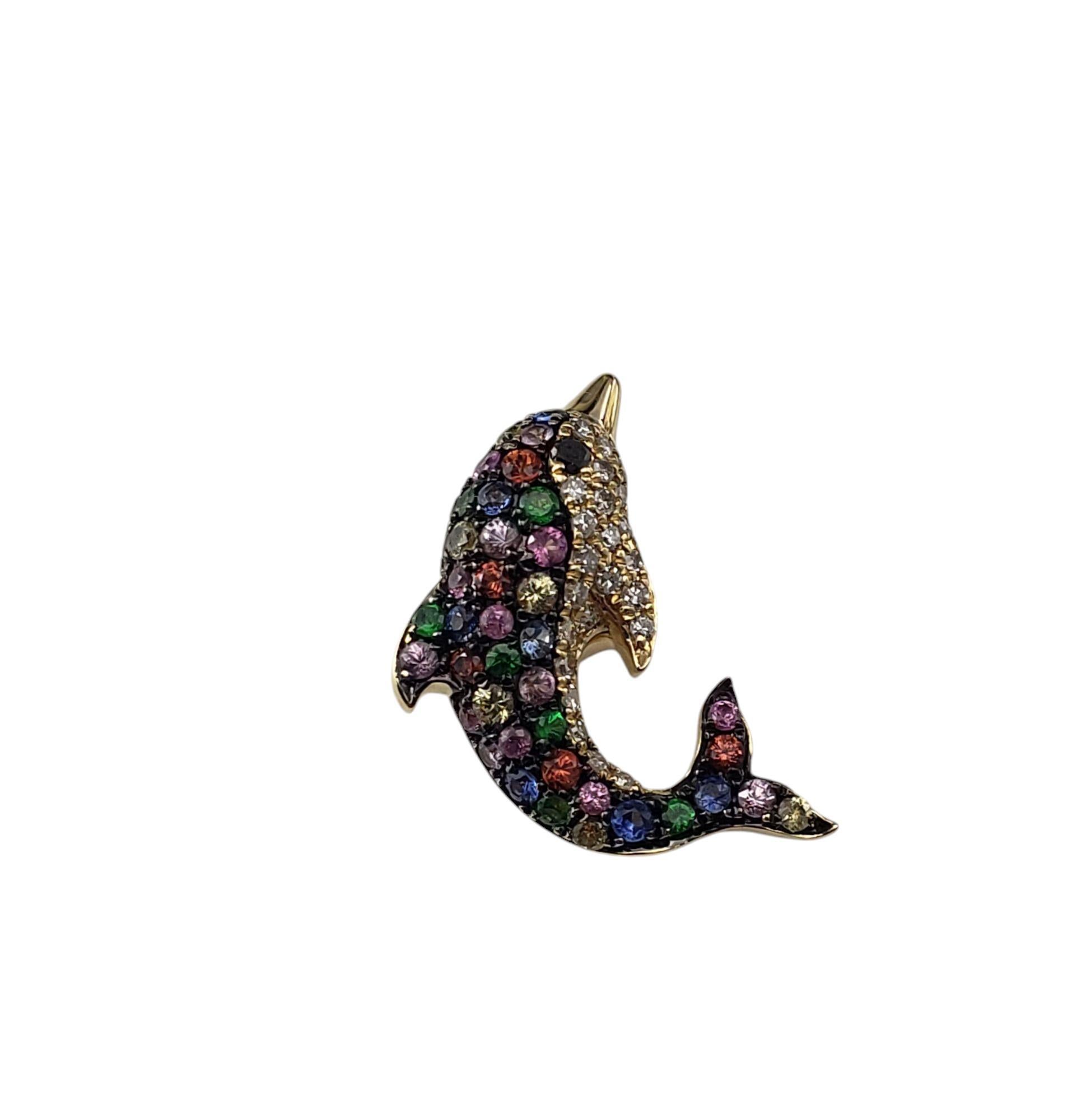 Brilliant Cut Effy 14K White Gold Gemstone and Diamond Dolphin Pendant #20969