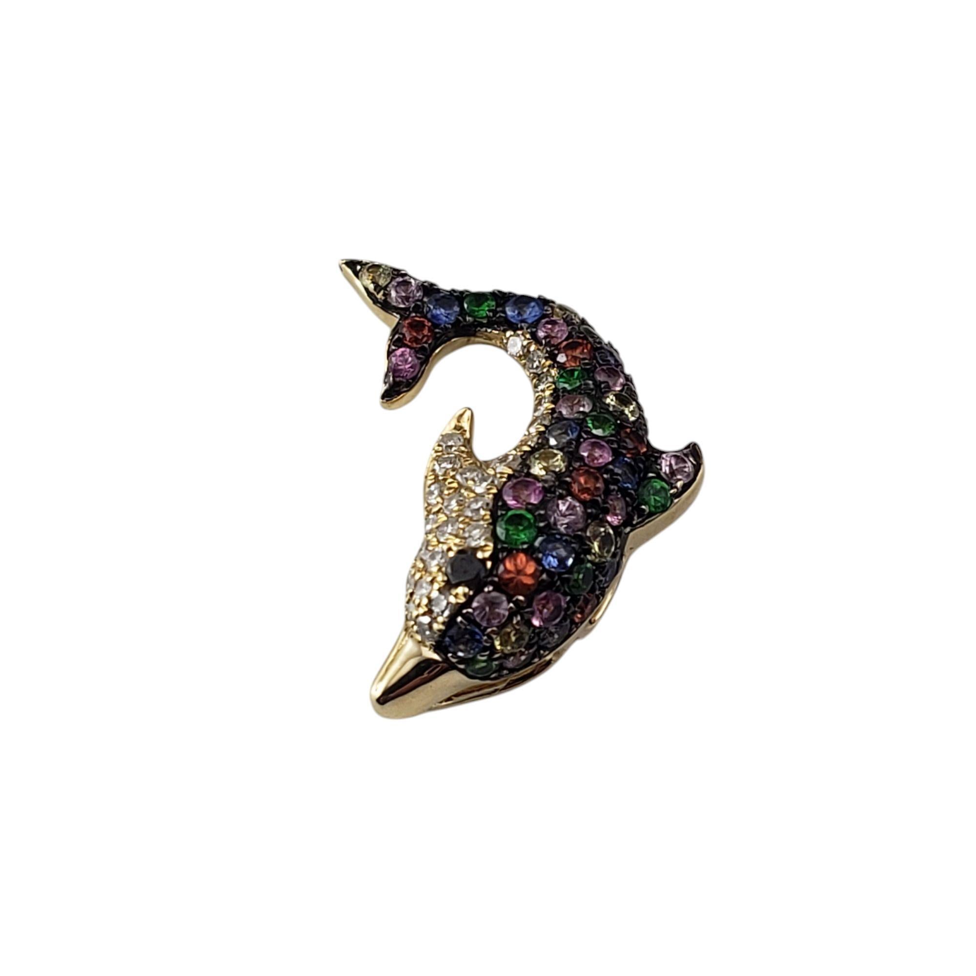 Effy 14K White Gold Gemstone and Diamond Dolphin Pendant #20969 In Good Condition In Washington Depot, CT