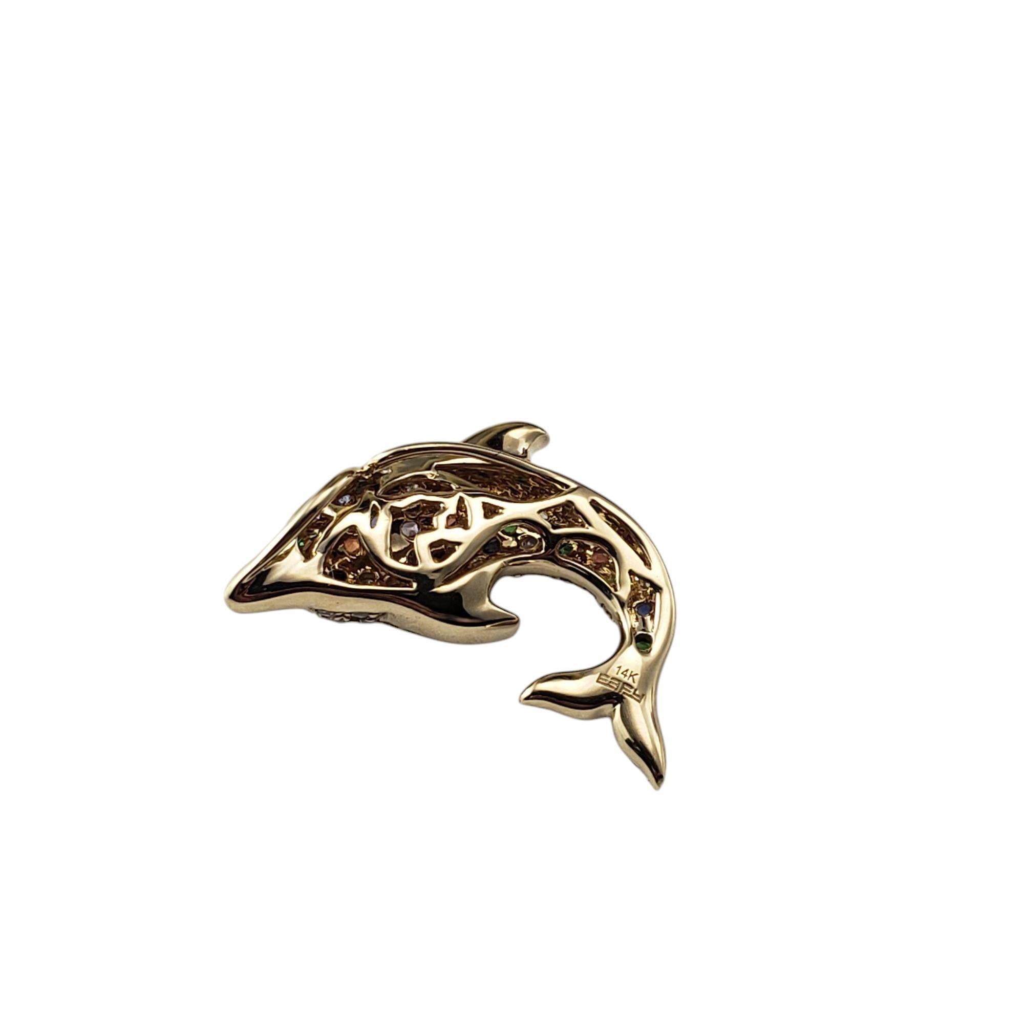 Effy 14K White Gold Gemstone and Diamond Dolphin Pendant #20969 1