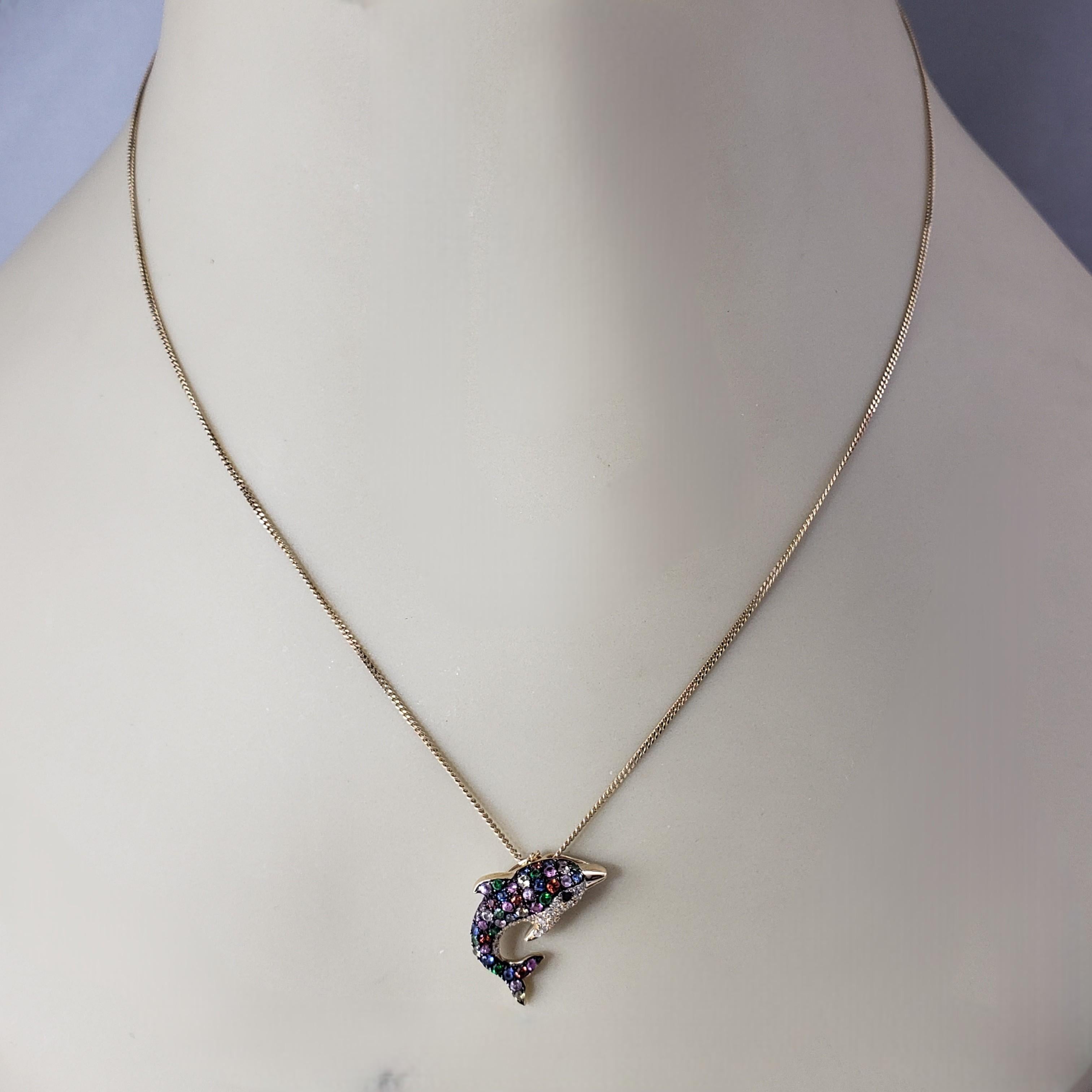 Effy 14K White Gold Gemstone and Diamond Dolphin Pendant #20969 3