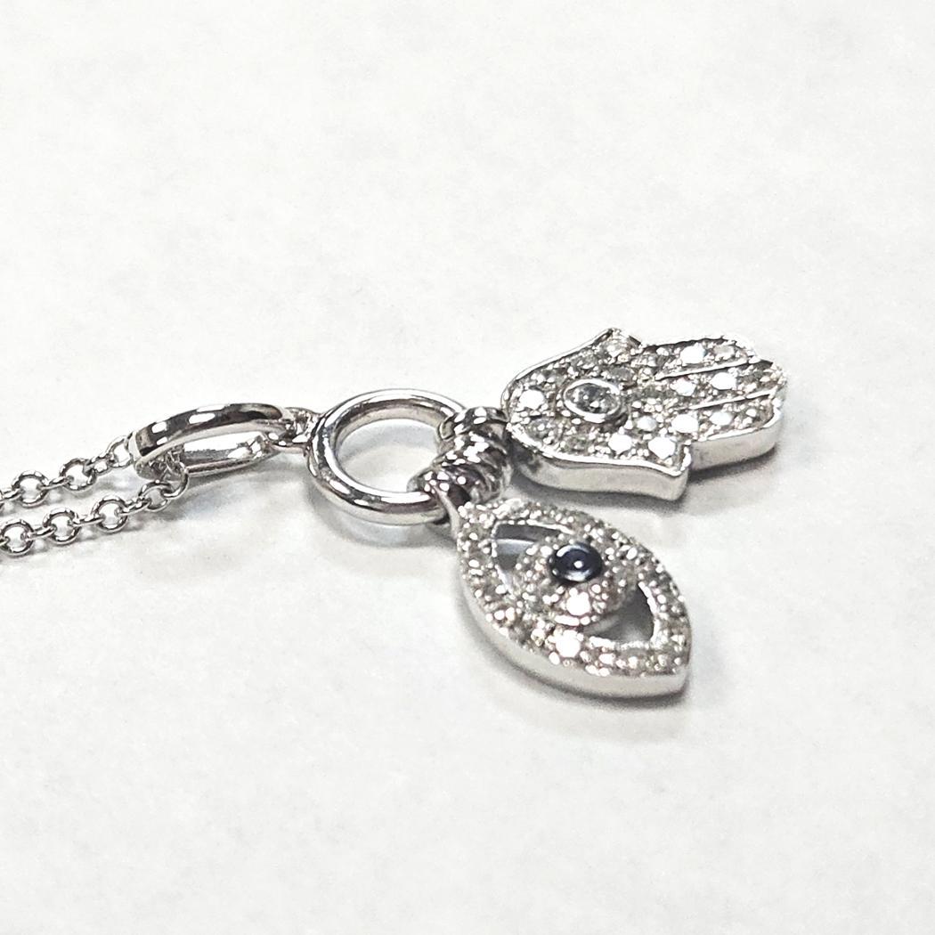 Effy - Collana Hamsa e Malocchio in oro bianco 14k - 18