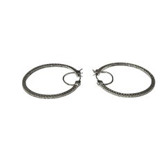 Effy 14K White Gold Inside-Out Diamond Hoop Earrings #23621