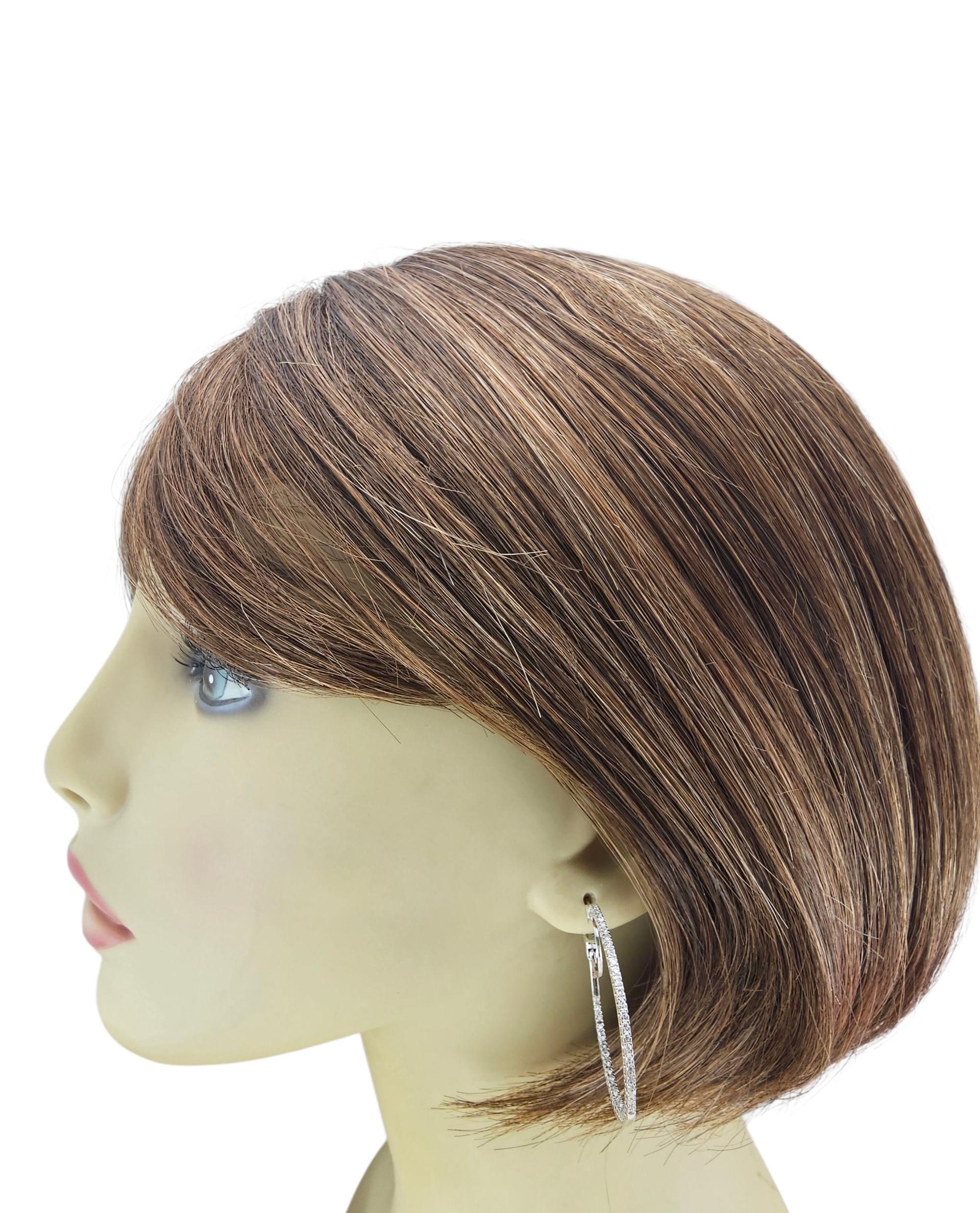 Orecchini a cerchio con diamanti Inside-Out in oro bianco 14K Effy #23621 in vendita 1