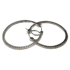 Effy 14K White Gold Inside-Out Diamond Hoop Earrings #23621