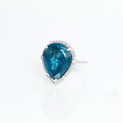Effy 14K White Gold London Blue Topaz Diamond Ring
