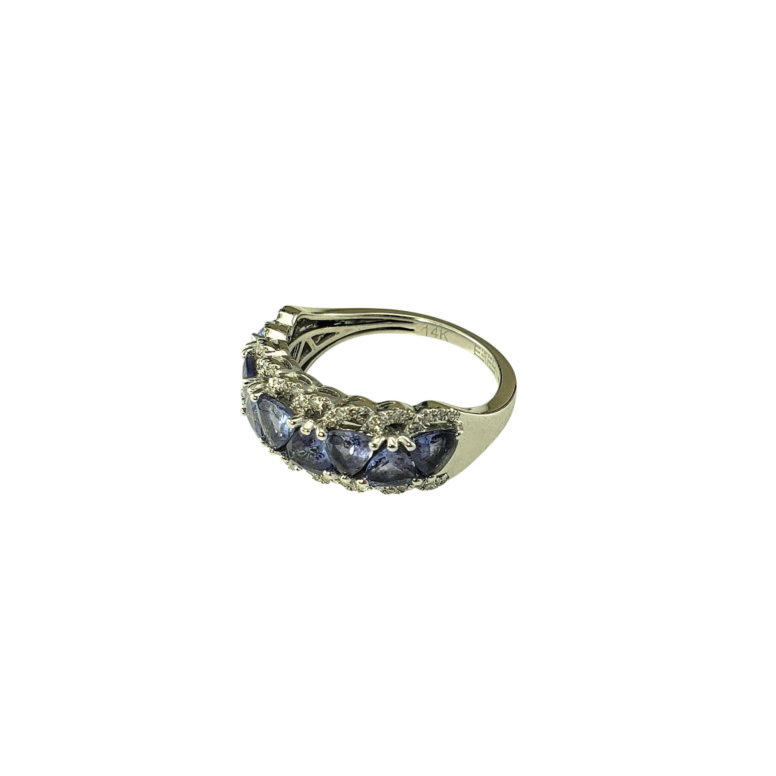 Taglio trillion Anello Effy in oro bianco 14K con tanzanite e diamanti misura 7 #23109 in vendita