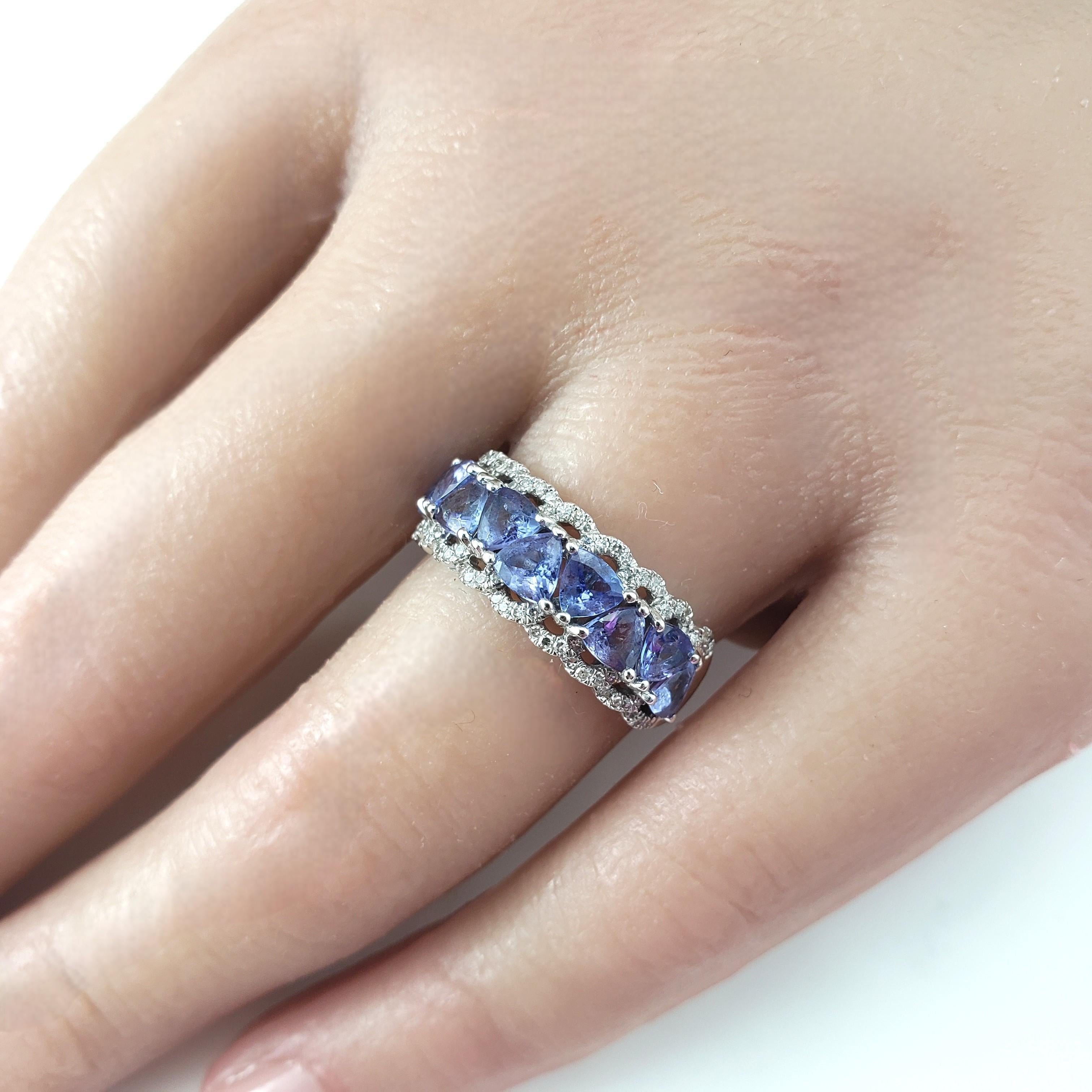 Anello Effy in oro bianco 14K con tanzanite e diamanti misura 7 #23109 in vendita 2