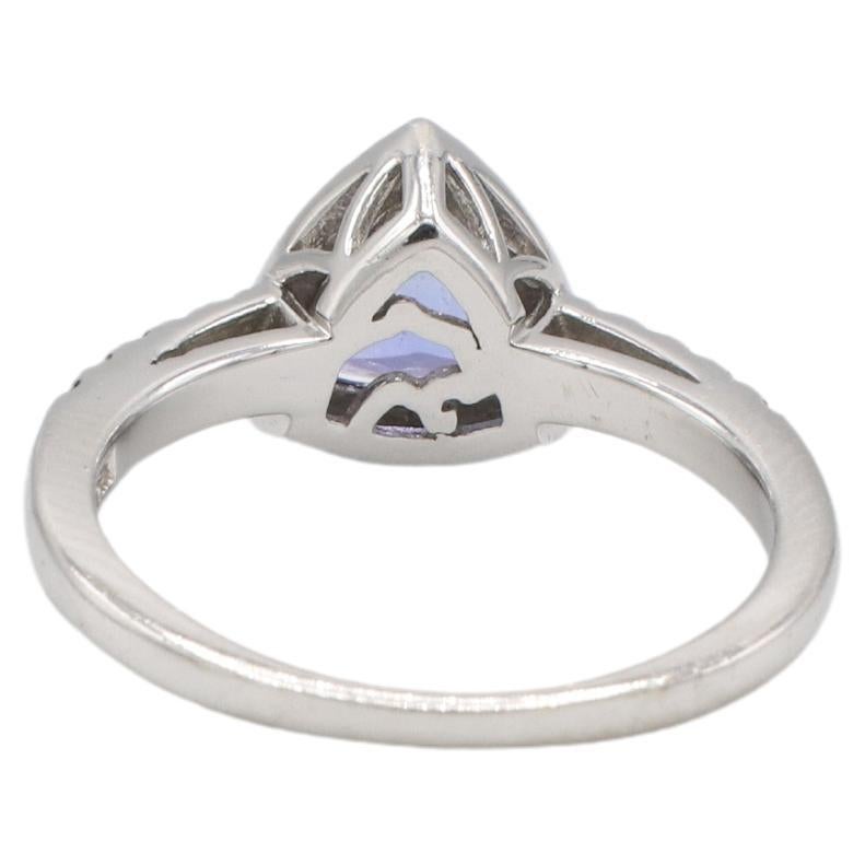 Trillion Cut Effy 14K White Gold Trillion Tanzanite and Natural Diamond Halo Cocktail Ring For Sale