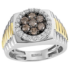 Effy 14K White & Yellow Gold Men's Diamond & Brown Diamond Ring