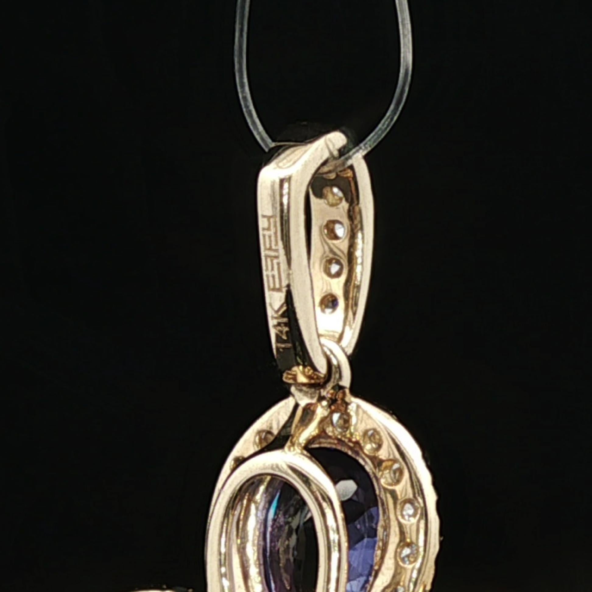 Effy 14k Yellow Gold 3.75ctw Tanzanite & Diamond Clover Flower Pendentif en vente 1