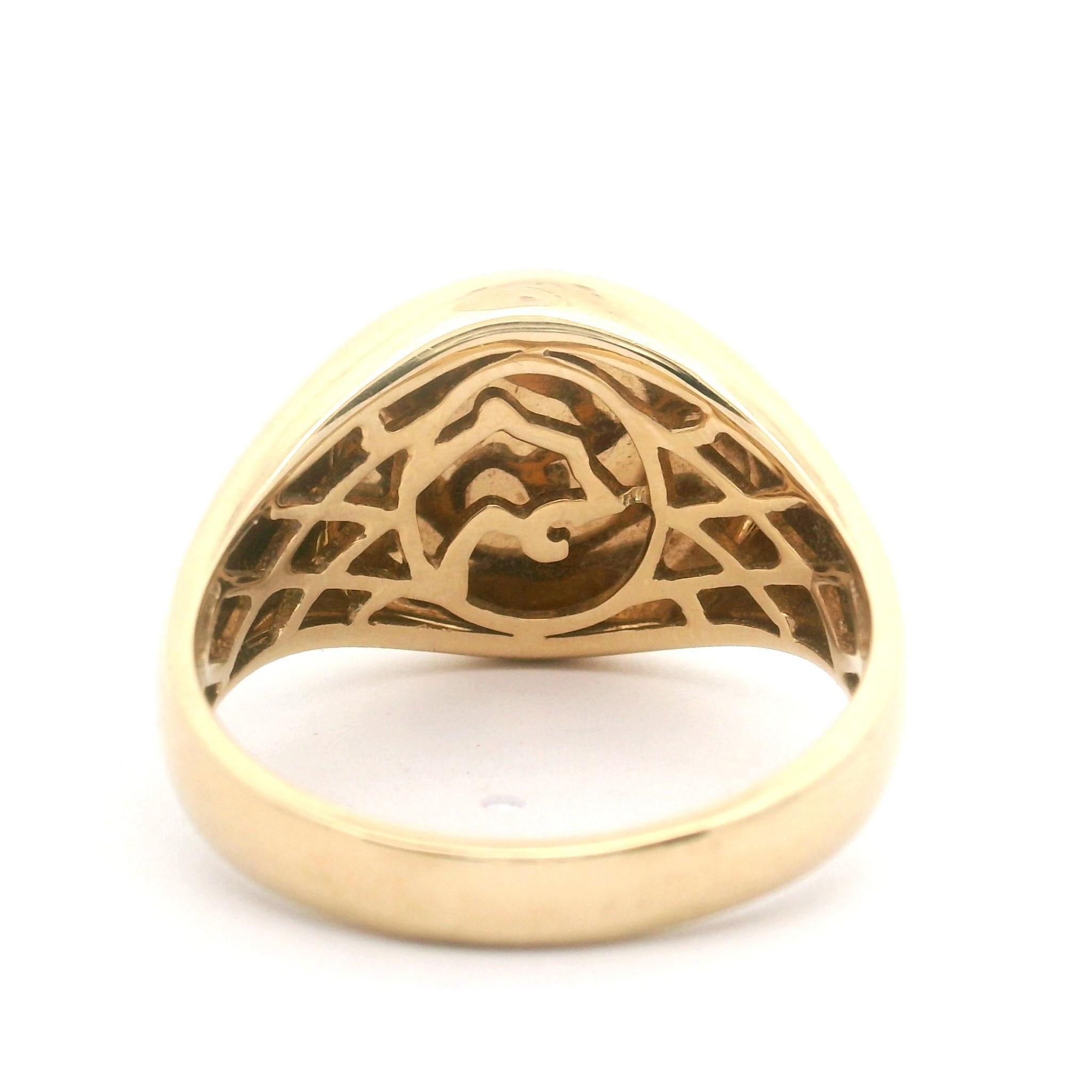 Effy 14k Yellow Gold Black Enamel and Diamond Men's Anchor Motif Ring Size 12 2