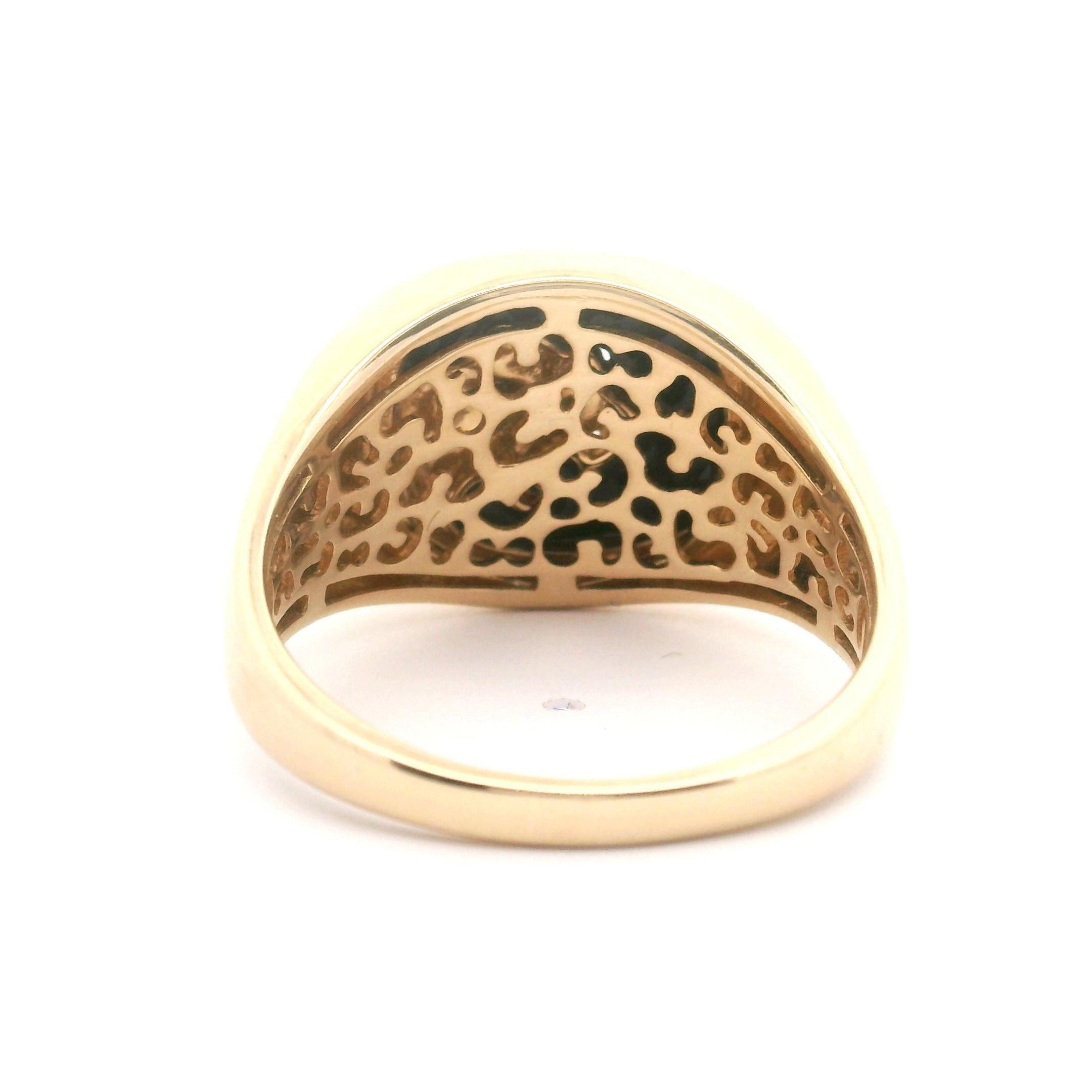 Effy 14k Yellow Gold Black Enamel and Diamond Men's Panther Ring Size 12 2