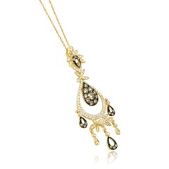 Effy 14K Yellow Gold Brown & White Diamond Chandelier Necklace