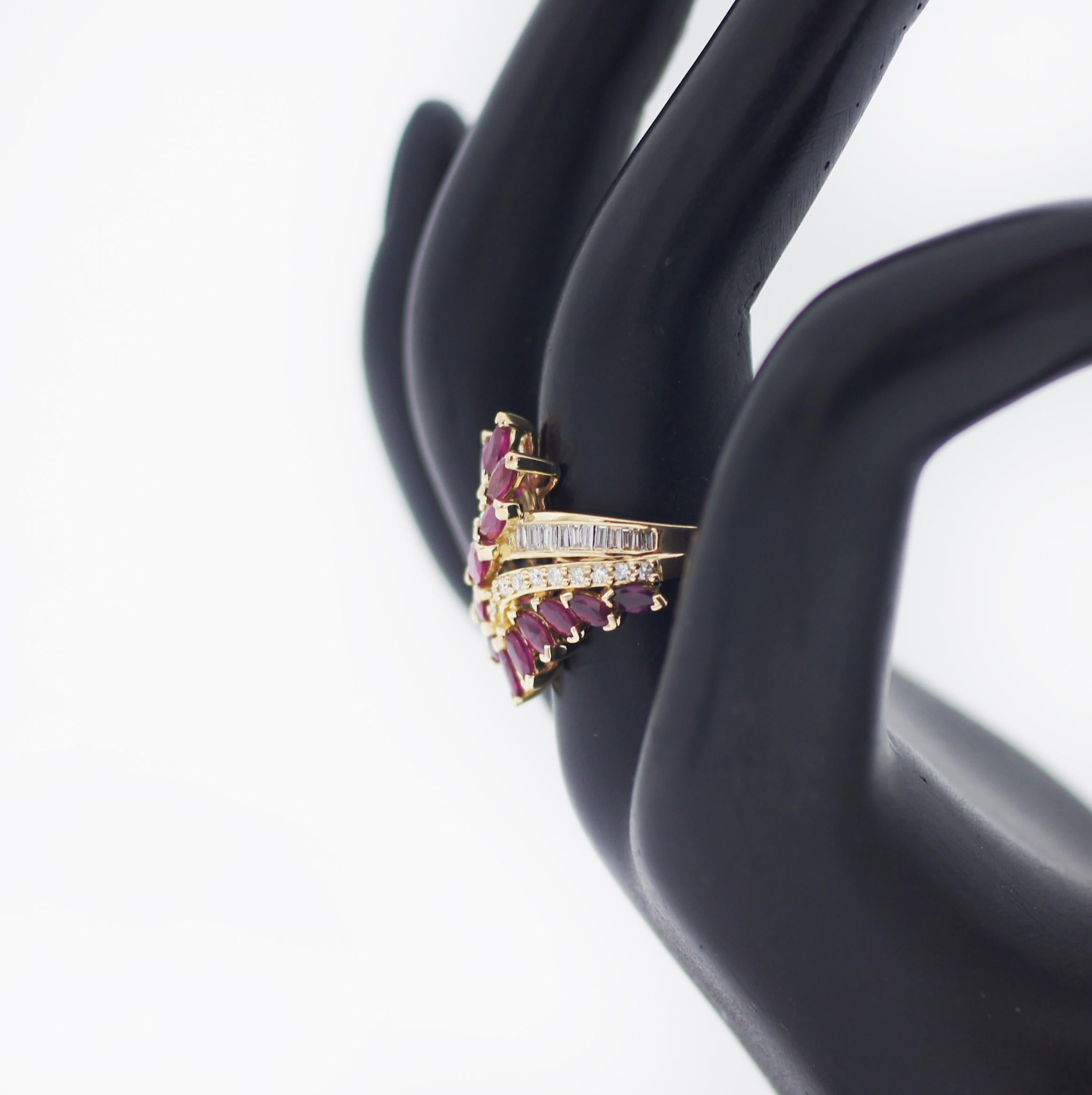 Brilliant Cut Effy 14K Yellow Gold Diamond and Natural Ruby Ring For Sale