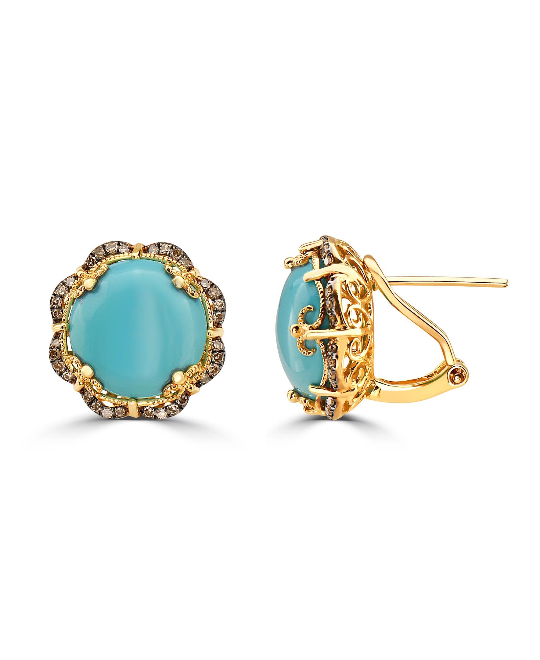 These Effy design earrings feature brown diamonds and Turquoise.

Total diamond weight 0.31ct. Total Turquoise weight is 11.40ct.

Item number F568.