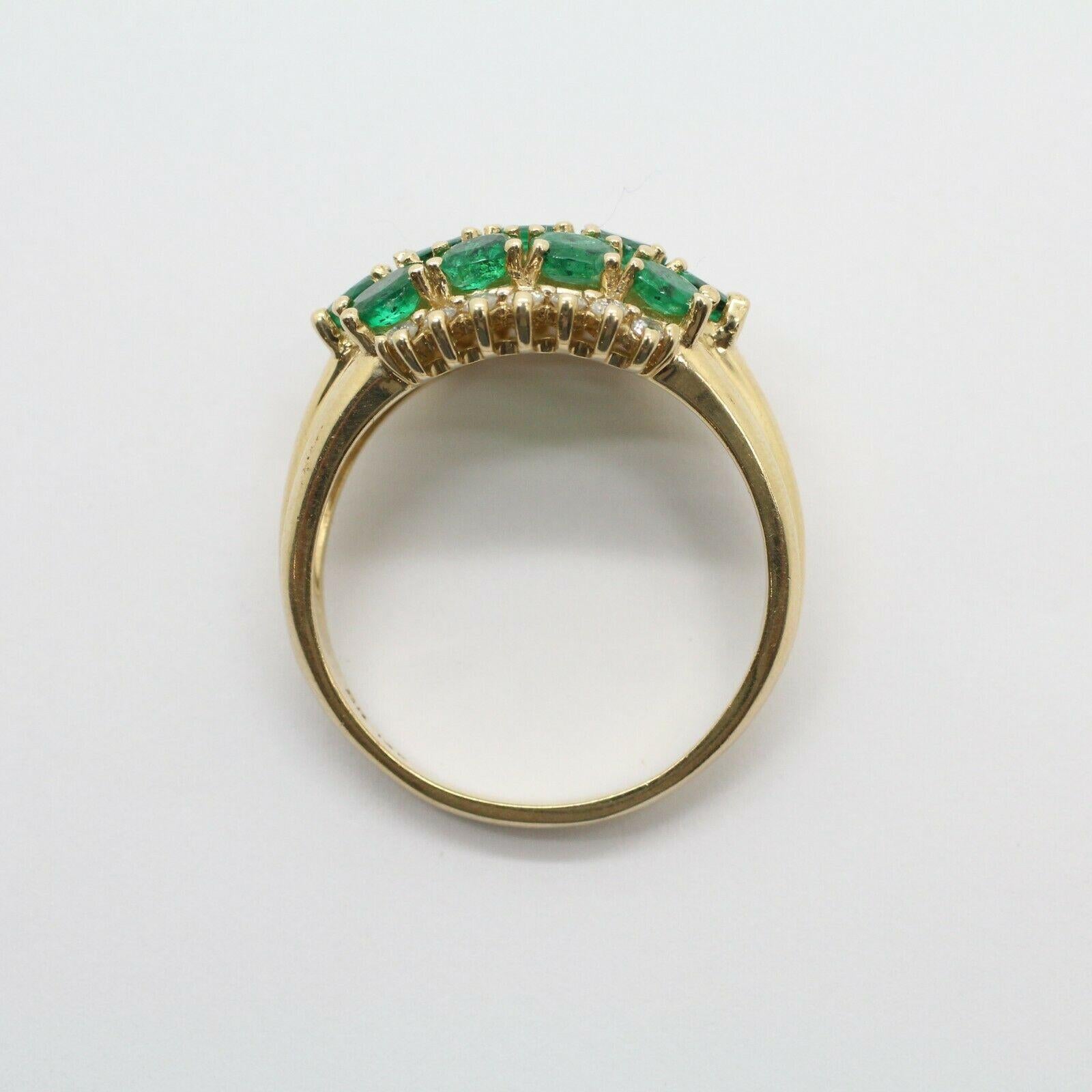Contemporary Effy 14 Karat Yellow Gold Emerald and Diamond Ring