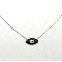 Effy - Collier mauvais oeil en or jaune 14k avec ébène, diamants et onyx noir