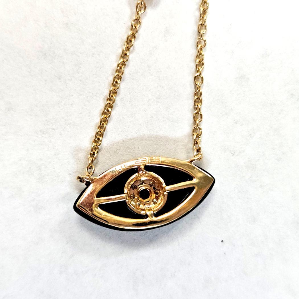 Effy - Collier mauvais oeil en or jaune 14k avec ébène, diamants et onyx noir Pour femmes en vente