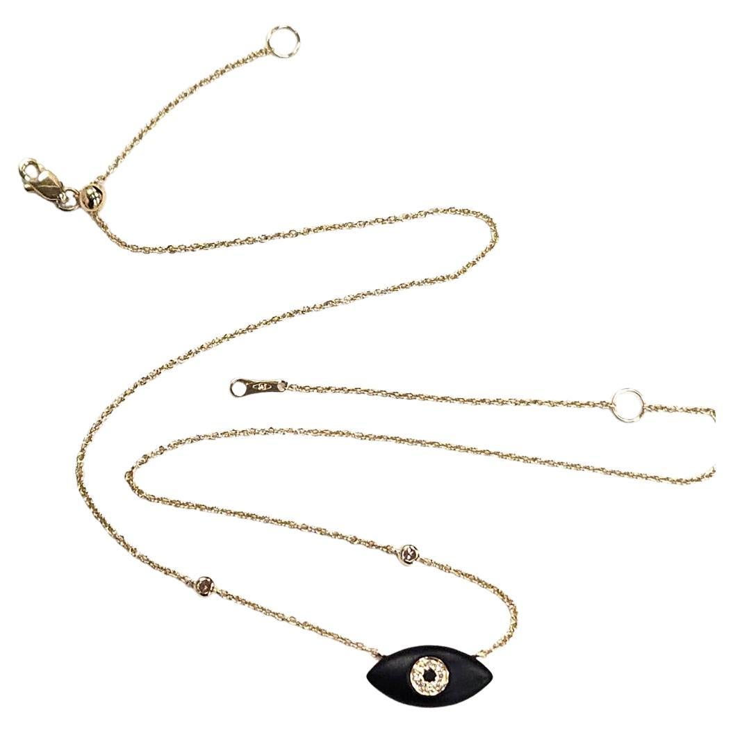 Effy, collana con malocchio in oro giallo 14k con ebano, diamanti e onice nera