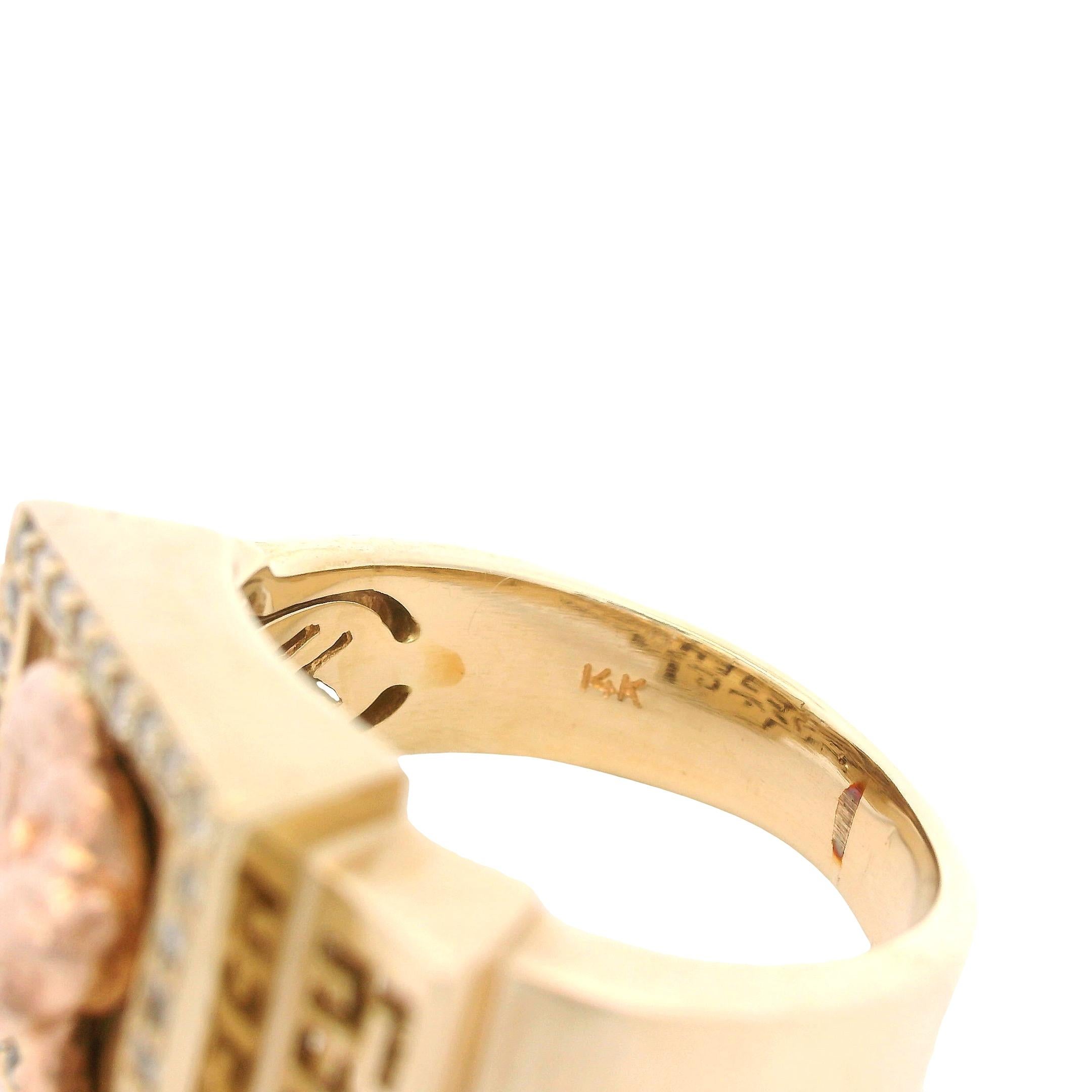 Effy 14k Yellow Gold Panther Diamond Signet Ring For Sale 9
