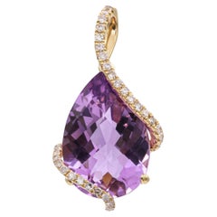 EFFY 14K Yellow Gold Pear-Shaped Amethyst Diamond Swirl Pendant