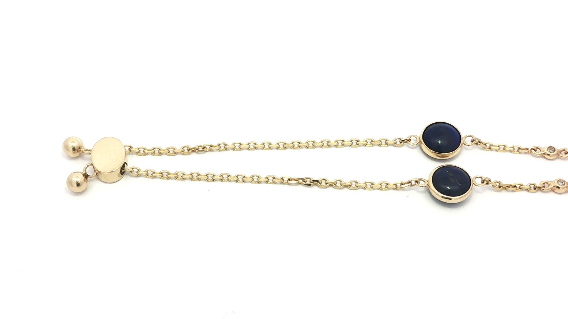Bracciale regolabile Effy in oro giallo 14k con Lapis Cabochon Rotondo In condizioni ottime in vendita a Montclair, NJ