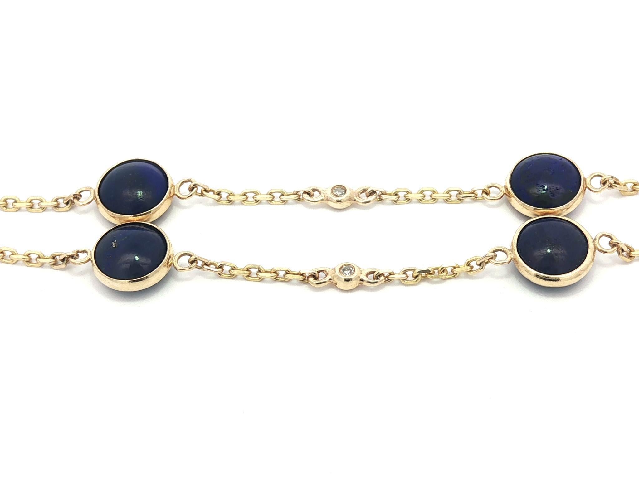 Donna Bracciale regolabile Effy in oro giallo 14k con Lapis Cabochon Rotondo in vendita