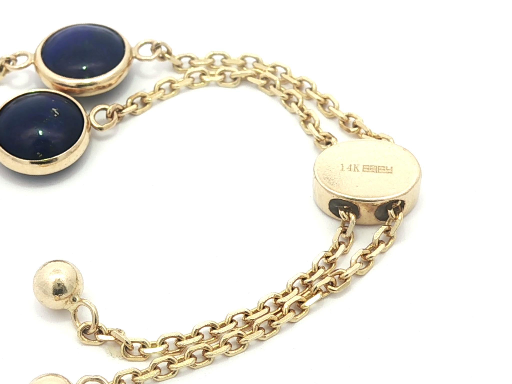 Bracciale regolabile Effy in oro giallo 14k con Lapis Cabochon Rotondo in vendita 2