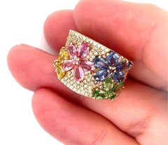 Effy 14k Gelbgold Aquarelle Edelsteine & Diamant Ring Größe 5,5