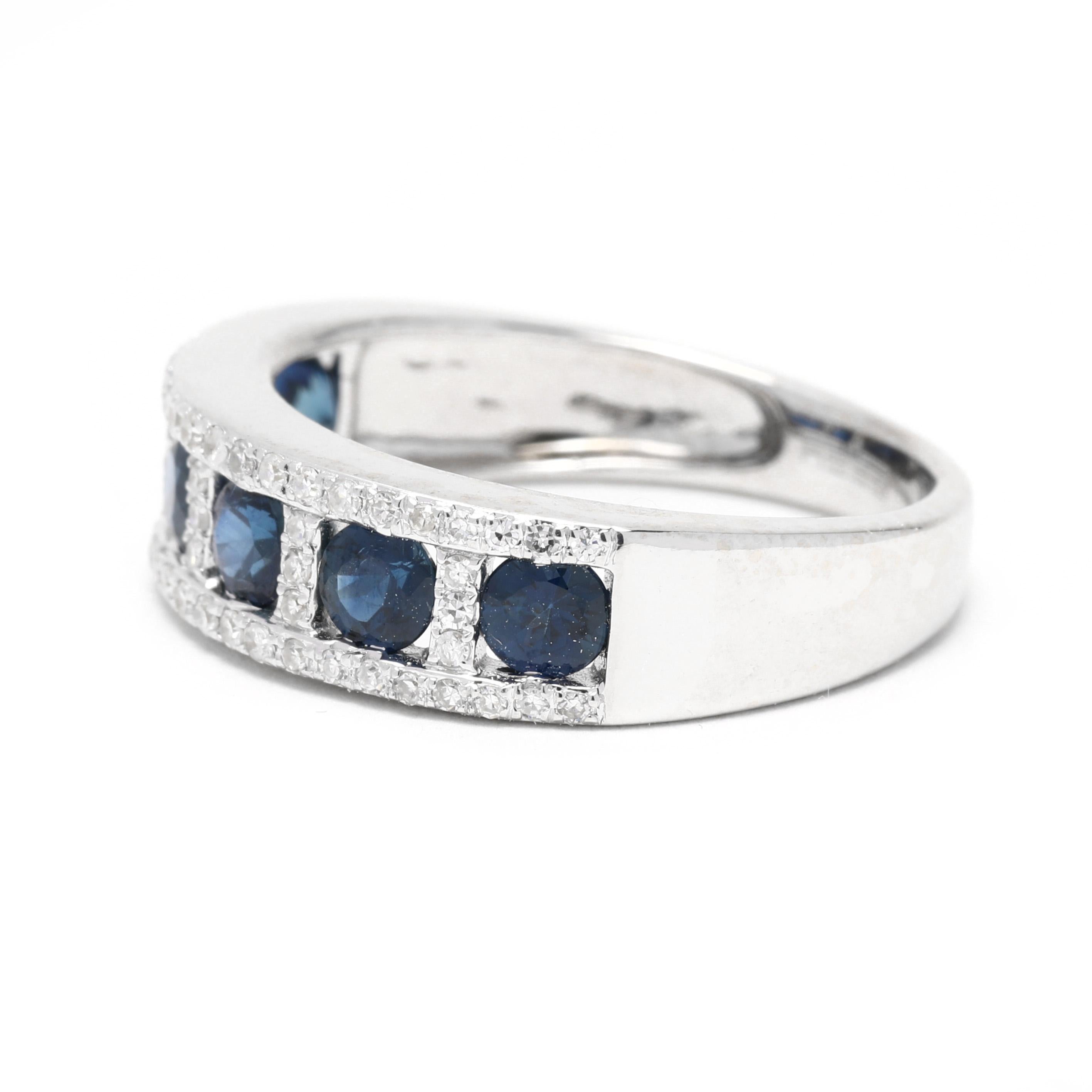Effy 1,80 Karat Saphir-Diamant-Ring, 14k Weißgold, Ring, Saphir für Damen oder Herren