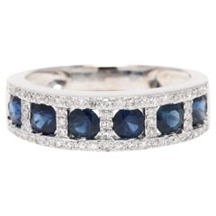 Effy 1.80ctw Sapphire Diamond Band, 14k White Gold, Ring, Sapphire
