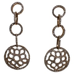 EFFY 18K Rose Pink Gold 1.30 Carat Diamond Fashion Pave' Dangling Earrings New