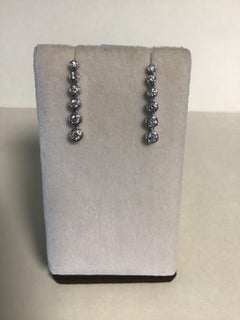 EFFY 18K White Gold 1.00 Carat Fashion Graduated Diamond Drop Earrings New