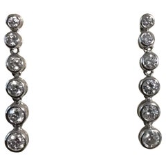 EFFY 18K White Gold 1.00 Carat Fashion Graduated Diamond Drop Earrings New