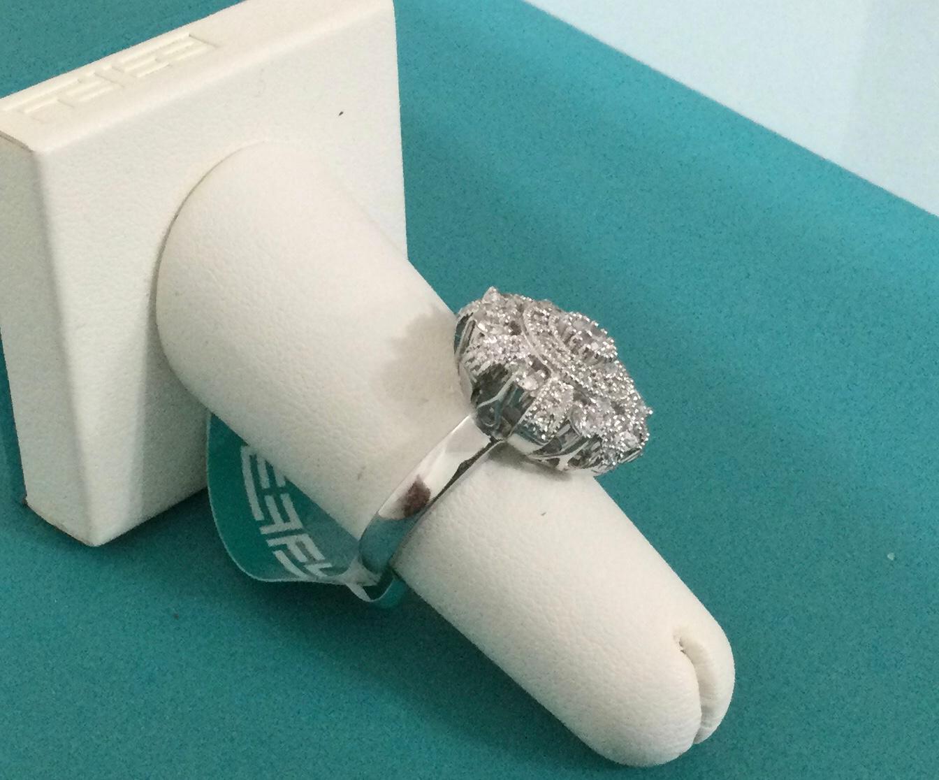 Women's EFFY 18K White Gold 1.03 Carat Diamond Fashion Statement Ring Flower Crown New For Sale
