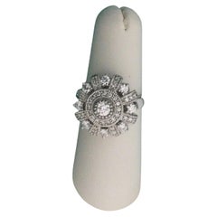 EFFY 18K White Gold 1.03 Carat Diamond Fashion Statement Ring Flower Crown New