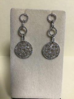 EFFY 18K White Gold 1.30 Carat Diamond Fashion Pave' Dangling Earrings New