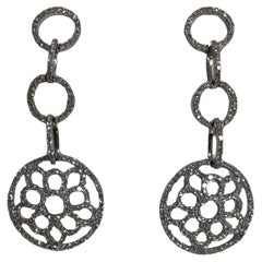 EFFY 18K White Gold 1.30 Carat Diamond Fashion Pave' Dangling Earrings New
