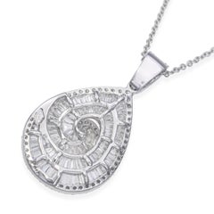 EFFY 18k White Gold 3.10tcw Diamond Spiral Teardrop Pendant