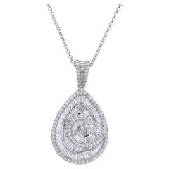 EFFY 18k White Gold 3.10tcw Diamond Spiral Teardrop Pendant