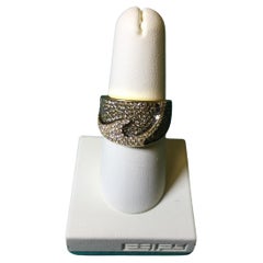 EFFY 18K Yellow Gold 1.34 Carat Brown Diamond Fashion Pave' Wave Ring New