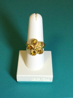EFFY 18K Yellow Gold 3.14 Carat Citrine Fashion Flower 5 Petal Ring New