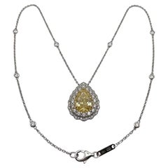 EFFY 2 Carat Natural Yellow Pear-Cut Diamond Halo Pendant Necklace