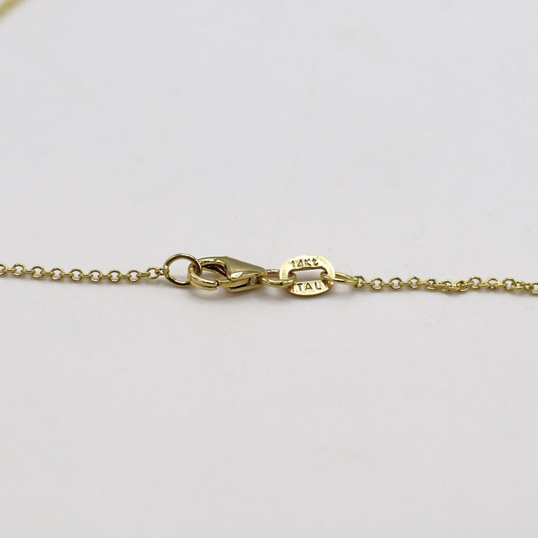 Women's Effy .20 Carat Bezel Set Diamond Yellow Gold Pendant Drop Necklace For Sale