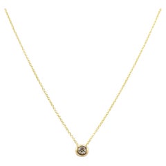 Effy .20 Carat Bezel Set Diamond Yellow Gold Pendant Drop Necklace
