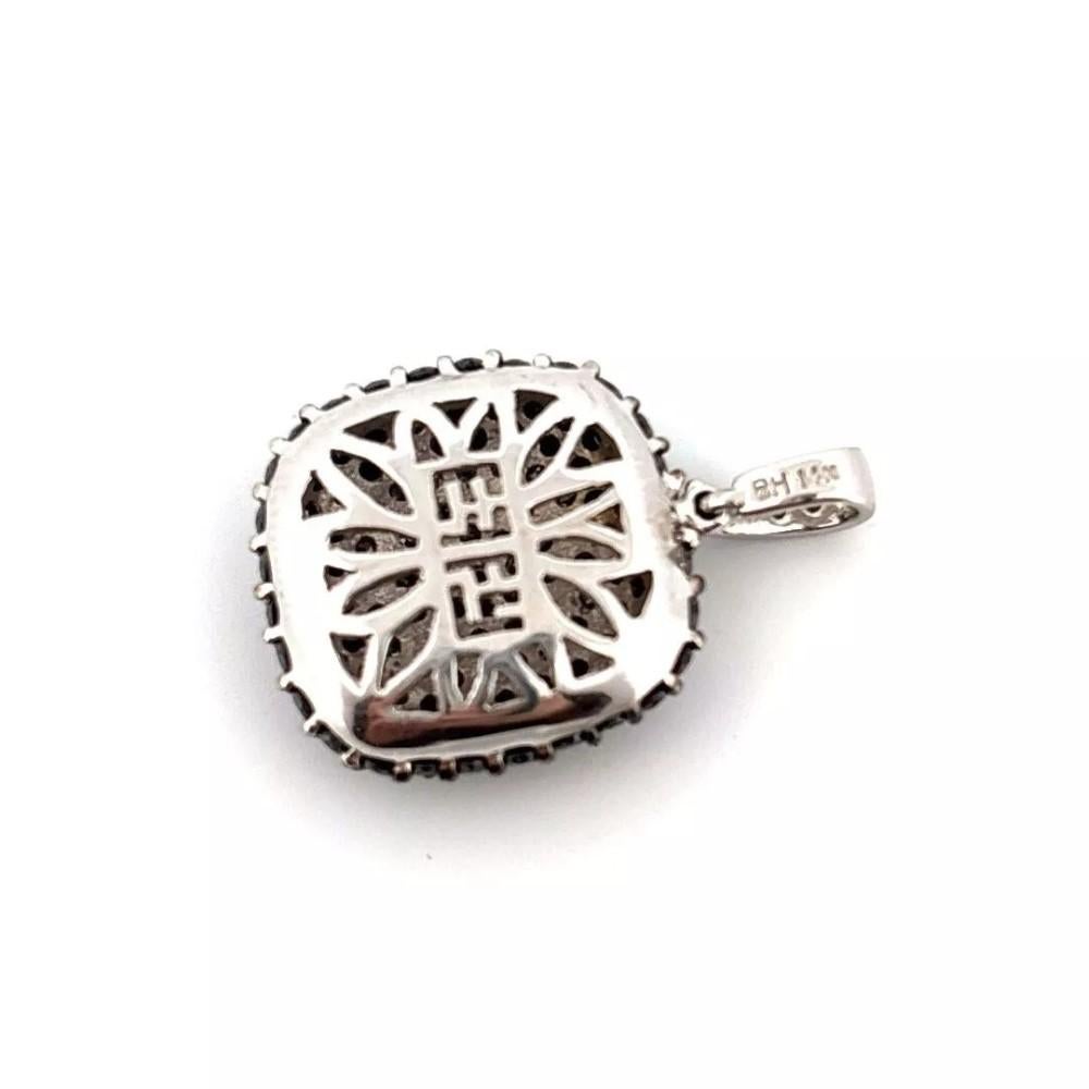 Art Deco Effy 2.02CTW 14K White Gold Natural Black & White Diamond Pendant For Sale