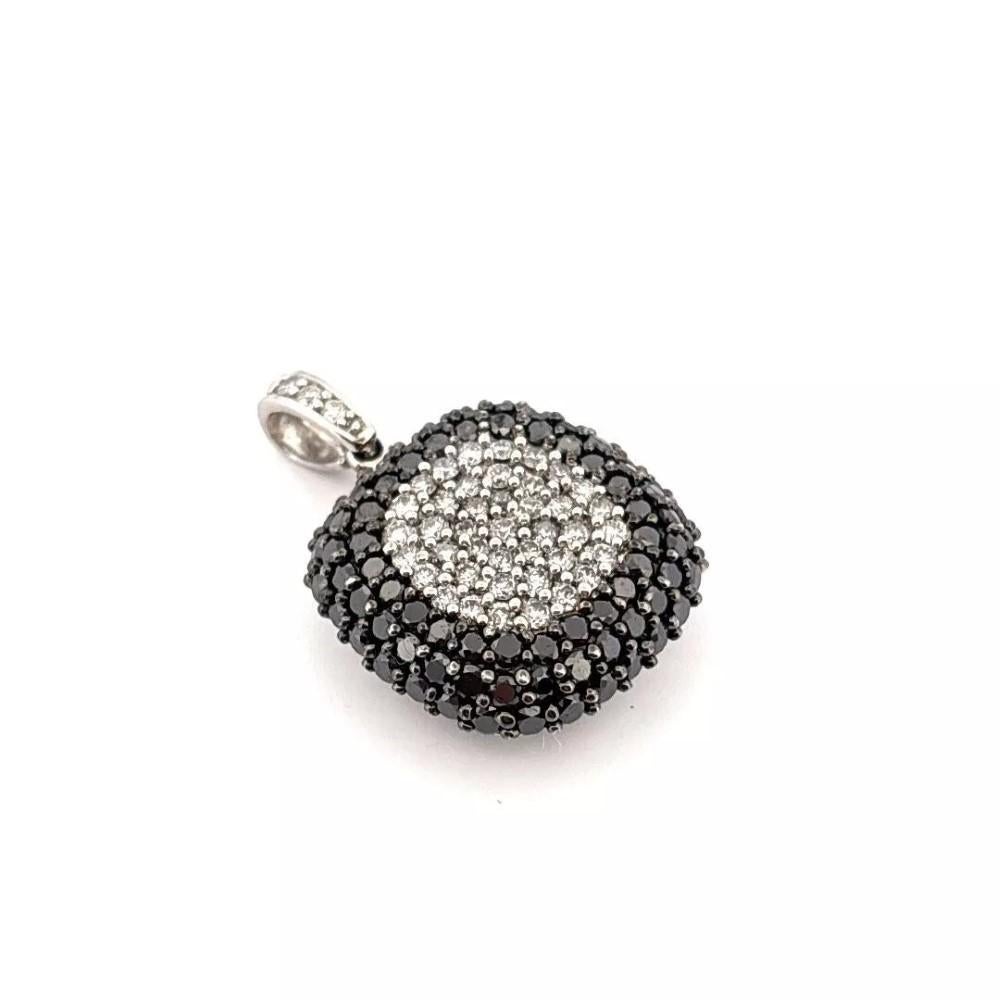 Brilliant Cut Effy 2.02CTW 14K White Gold Natural Black & White Diamond Pendant For Sale