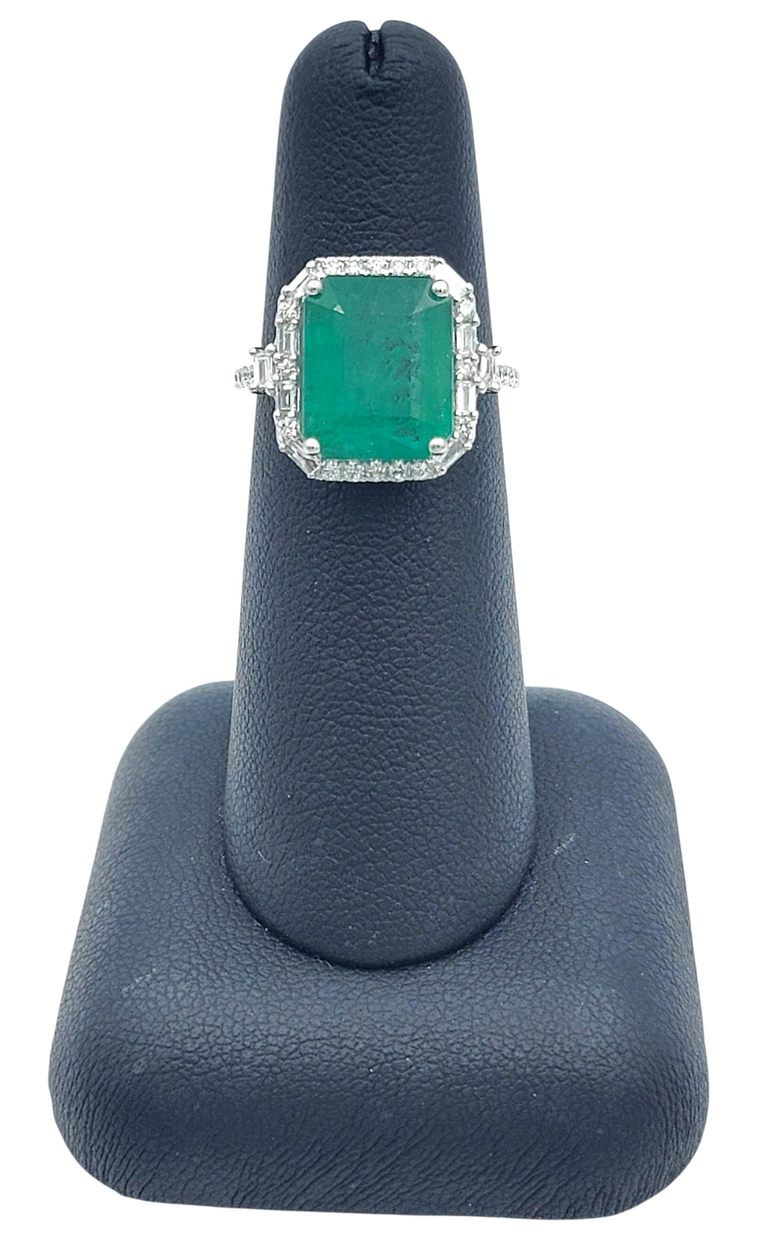 Effy 3,79 Karat Smaragdschliff kolumbianischen Smaragd Ring mit Diamanten 14K Weißgold im Angebot 5